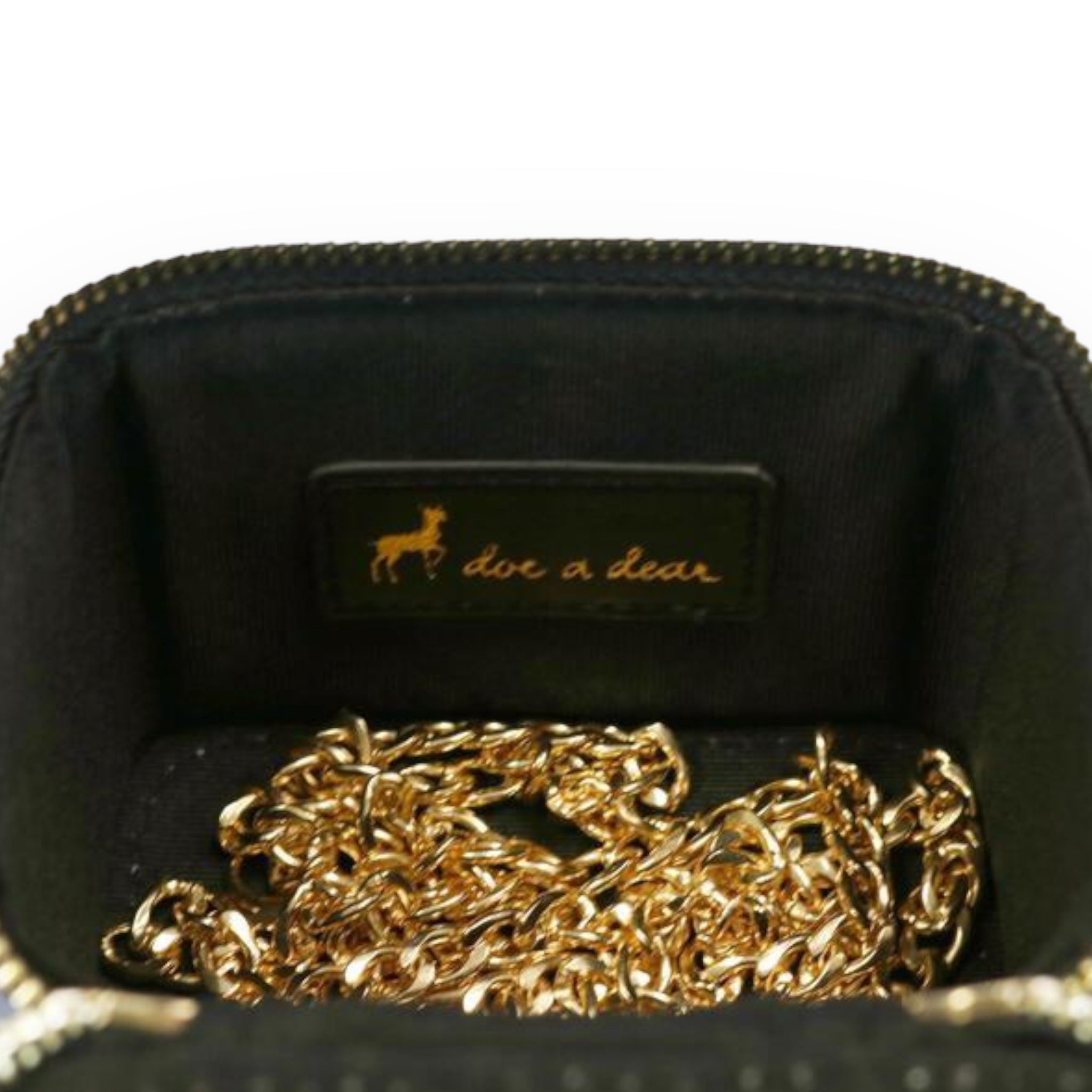 Quilted Top-Handle Bag w/ Charms - Black - doe a dear