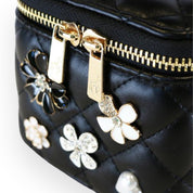 Quilted Top-Handle Bag w/ Charms - Black - doe a dear