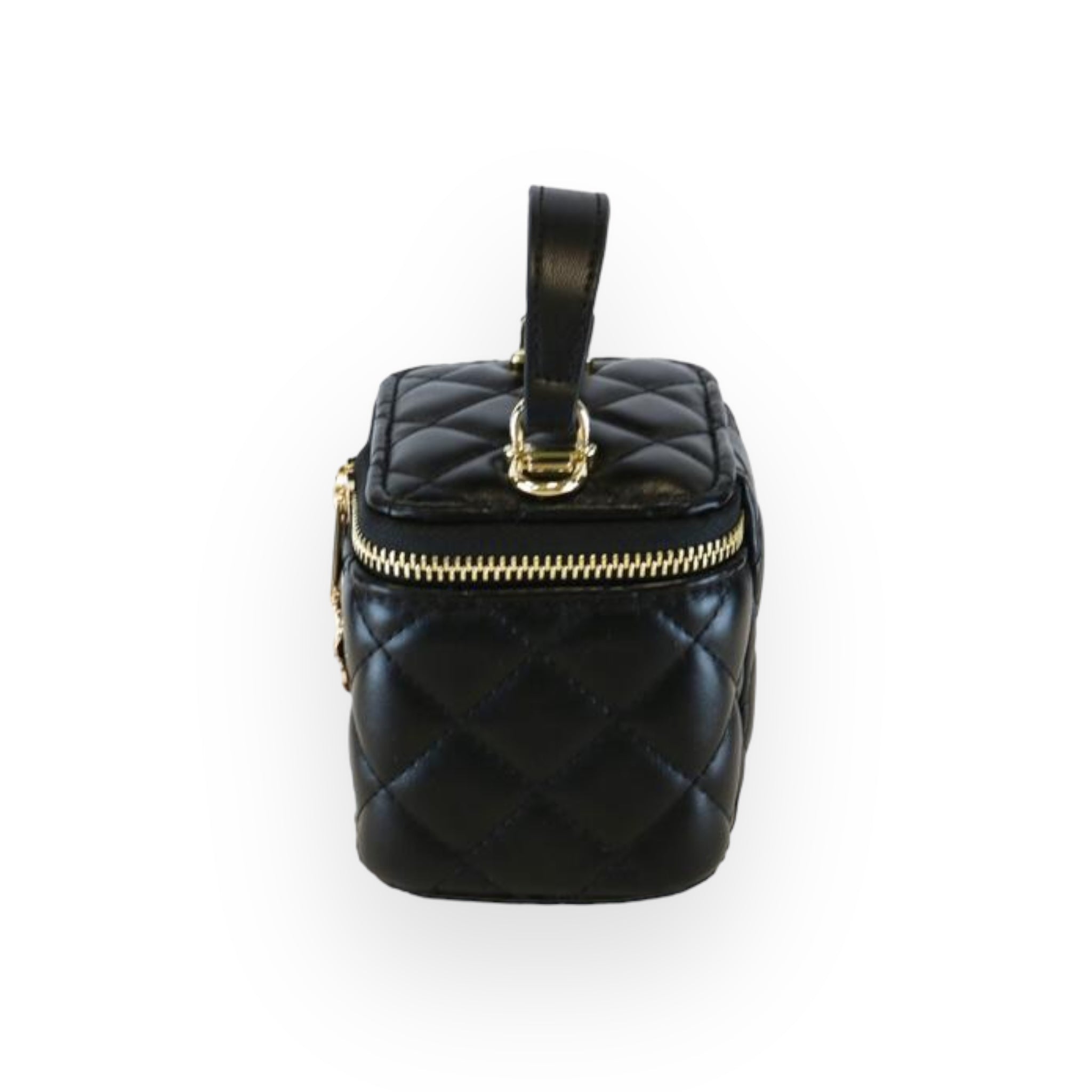 Quilted Top-Handle Bag w/ Charms - Black - doe a dear