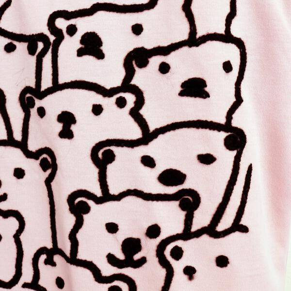 Pink Bear Textural Embroidery Tee - doe a dear