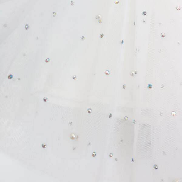 Iridescent Rhinestone and pearls white Tutu - doe a dear