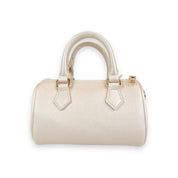 Pearl Studs Cream Leather Barrel Bag - doe a dear