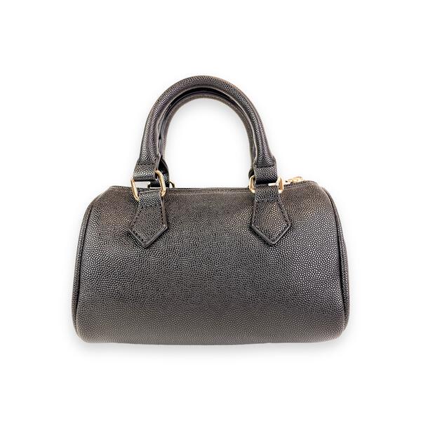 Pearl Studs Black Leather Barrel Bag - doe a dear