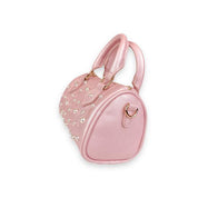 Pearl Studs Pink Leather Barrel Bag - doe a dear