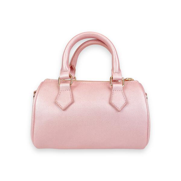Pearl Studs Pink Leather Barrel Bag - doe a dear