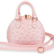 Pearl Studs Pink Leather Satchel Bag - doe a dear