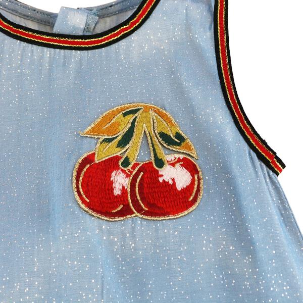 Blue Cherry Embroidery Dress - doe a dear