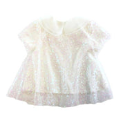 White Sequin Floral Mesh Layer Top - doe a dear