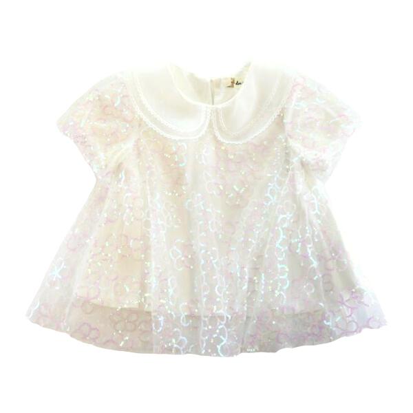 White Sequin Floral Mesh Layer Top - doe a dear