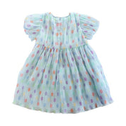 Dot Chiffon Pleat Dress - Blue - doe a dear