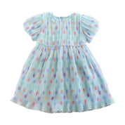 Dot Chiffon Pleat Dress - Blue - doe a dear