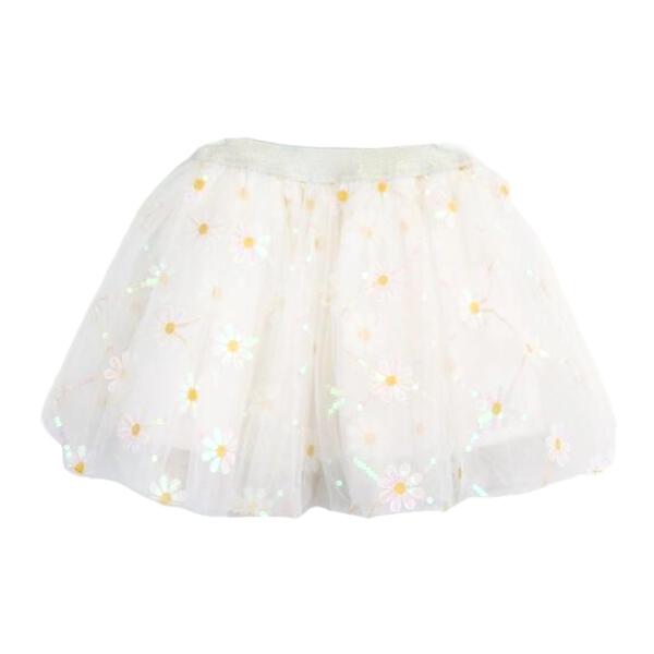 White Sequin Floral Mesh Tutu - doe a dear