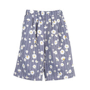 Floral Plaid Wide Pants Blue - doe a dear
