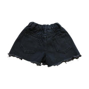 Front Wrap Rhinestone Black Denim Shorts - doe a dear