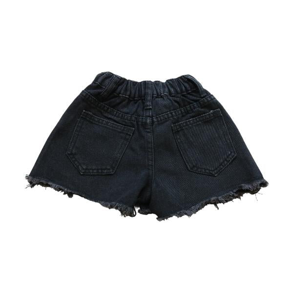 Front Wrap Rhinestone Black Denim Shorts - doe a dear