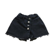 Front Wrap Rhinestone Black Denim Shorts - doe a dear