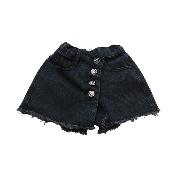 Front Wrap Rhinestone Black Denim Shorts - doe a dear