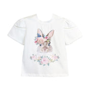 Puff Slv White Bunny Tee - doe a dear