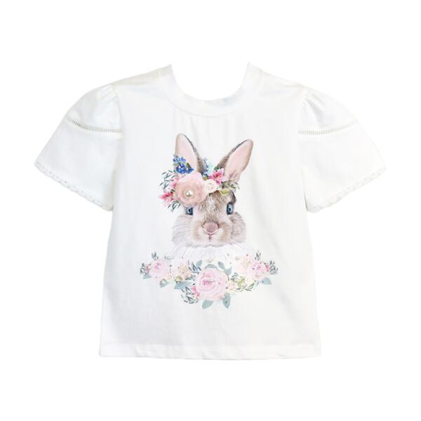 Puff Slv White Bunny Tee - doe a dear