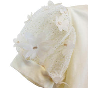 3D Floral Puff Sleeves Beige Tee - doe a dear