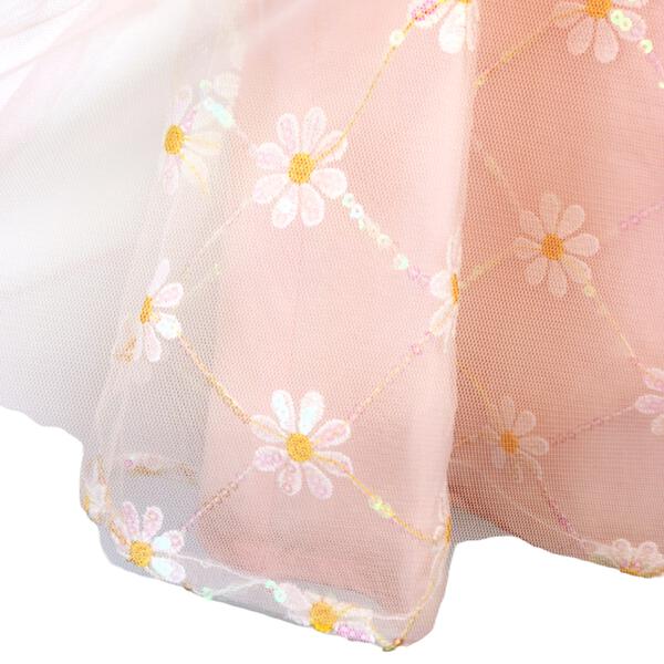 Pink Sequin Daisy Mesh Dress