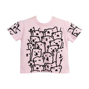 Pink Bear Textural Embroidery Tee - doe a dear