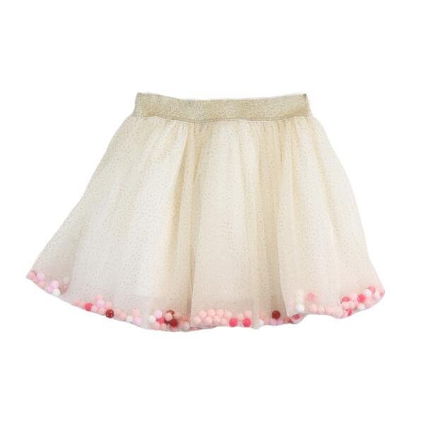 White Pom Pom Glitter Mesh Tutu - doe a dear
