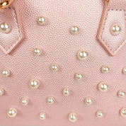 Pearl Studs Pink Leather Satchel Bag - doe a dear