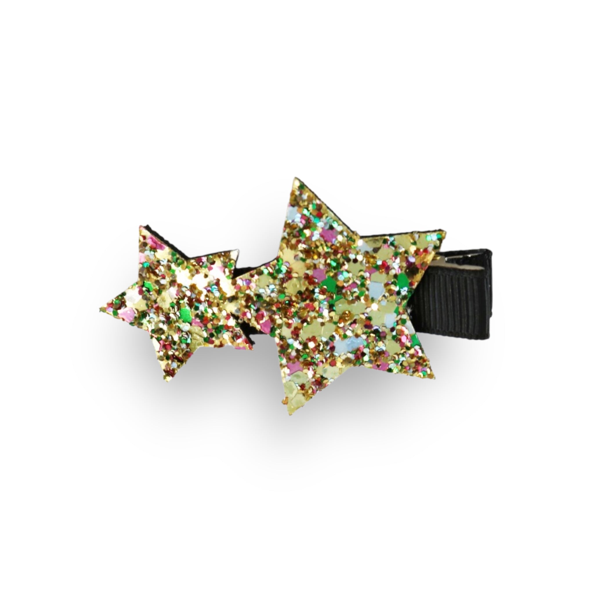 2 Glitter Star Hair Clip - Gold - doe a dear