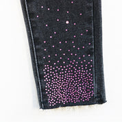 Pink Rhinestone Elastic Jeans -Black - doe a dear