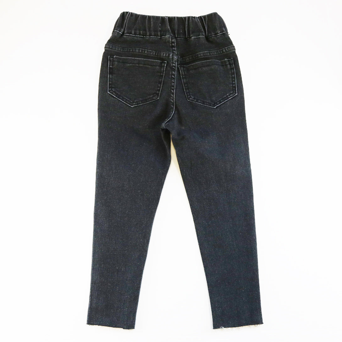 Pink Rhinestone Elastic Jeans -Black - doe a dear