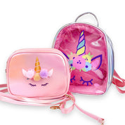 Unicorn Purse & Backpack set Silver/Pink - doe a dear