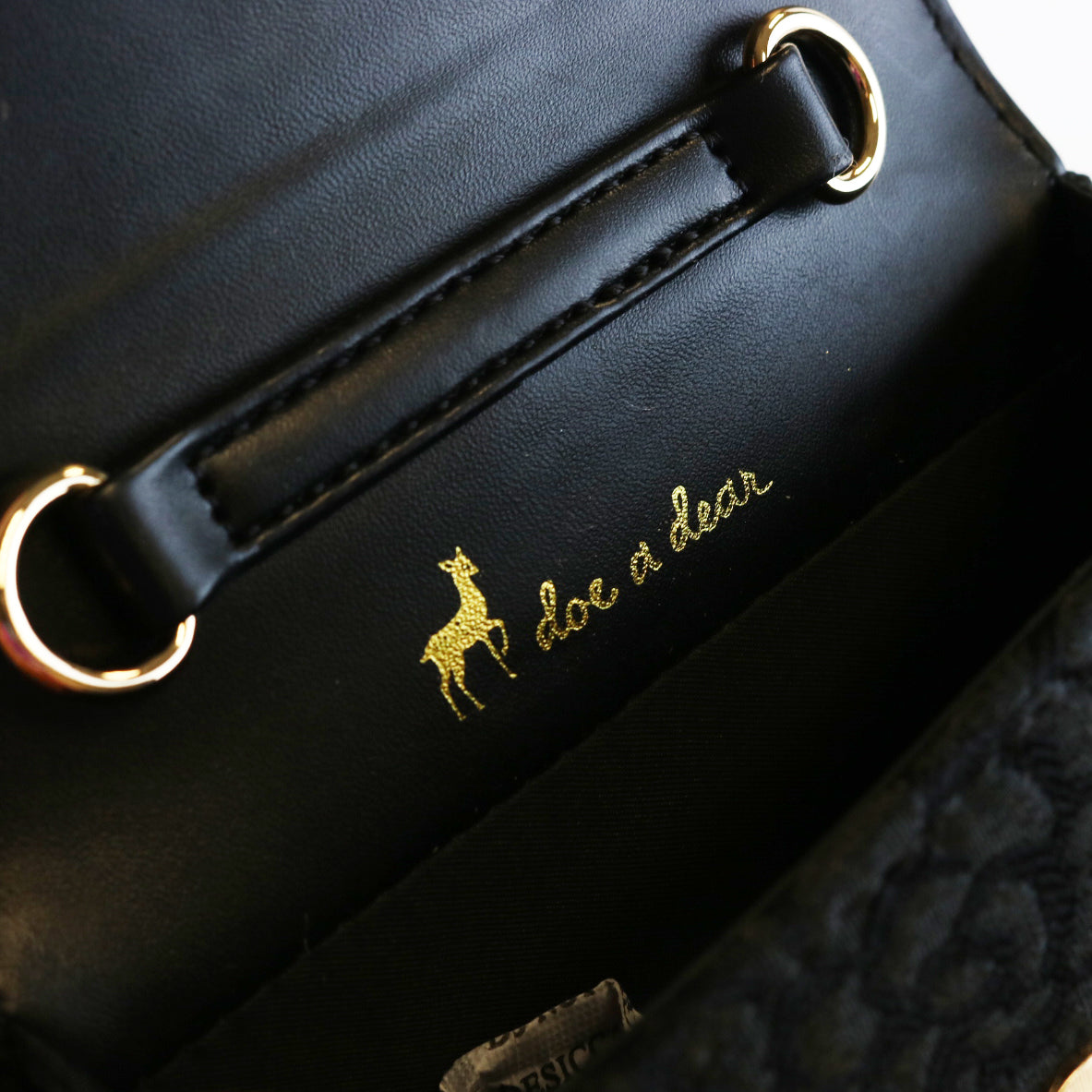 Floral Appliques Tweed Purse - Black - doe a dear