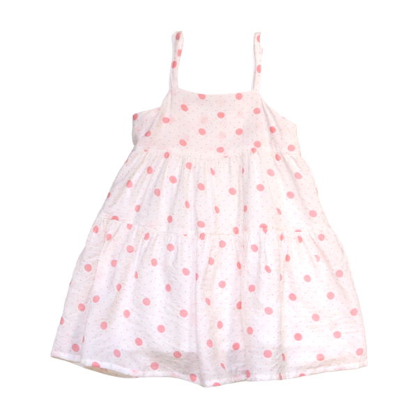 White dress pink polka dots hot sale