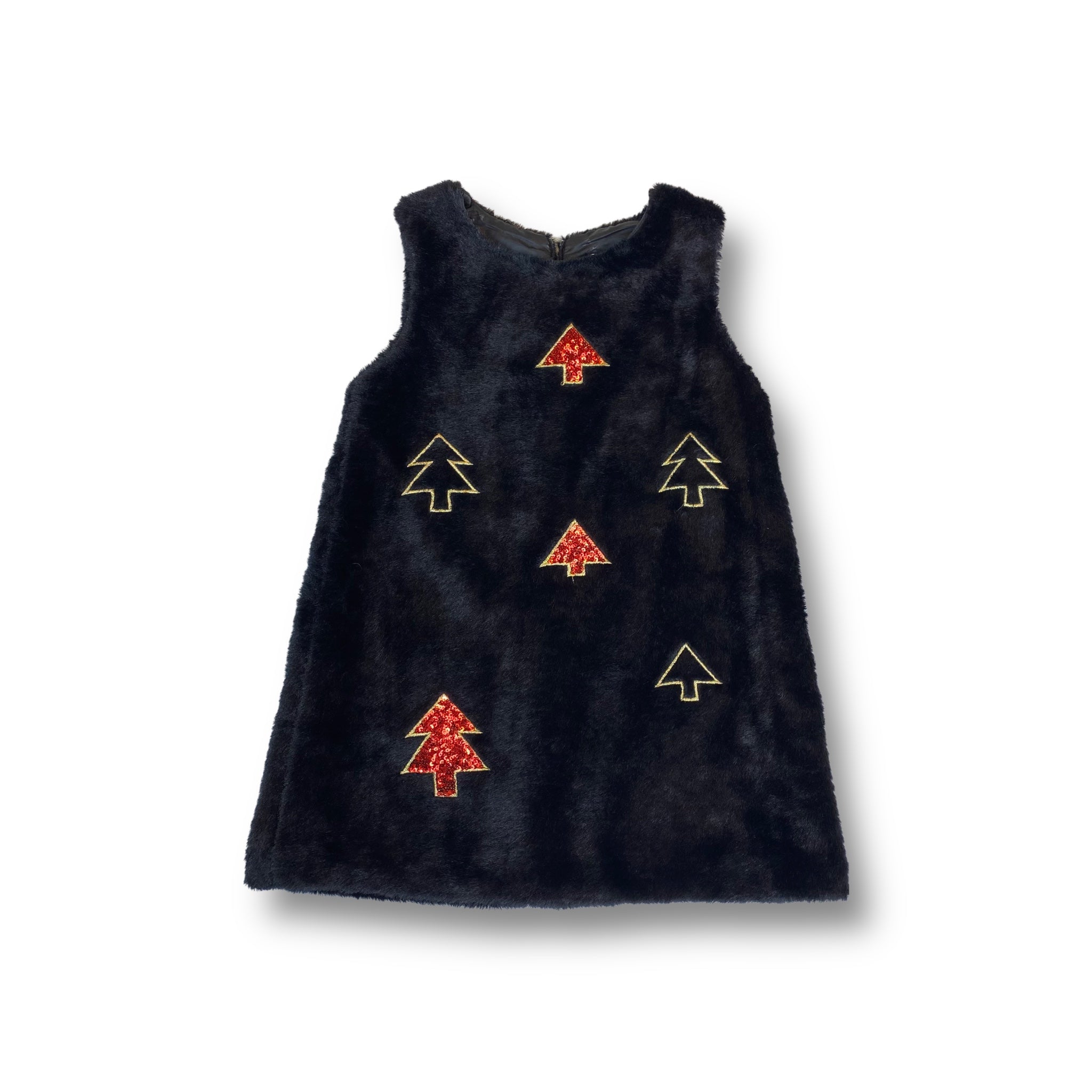 Sequin Christmas Tree Furry Dress – doe a dear