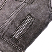 Rhinestone Stripe Denim Vest - Black - doe a dear