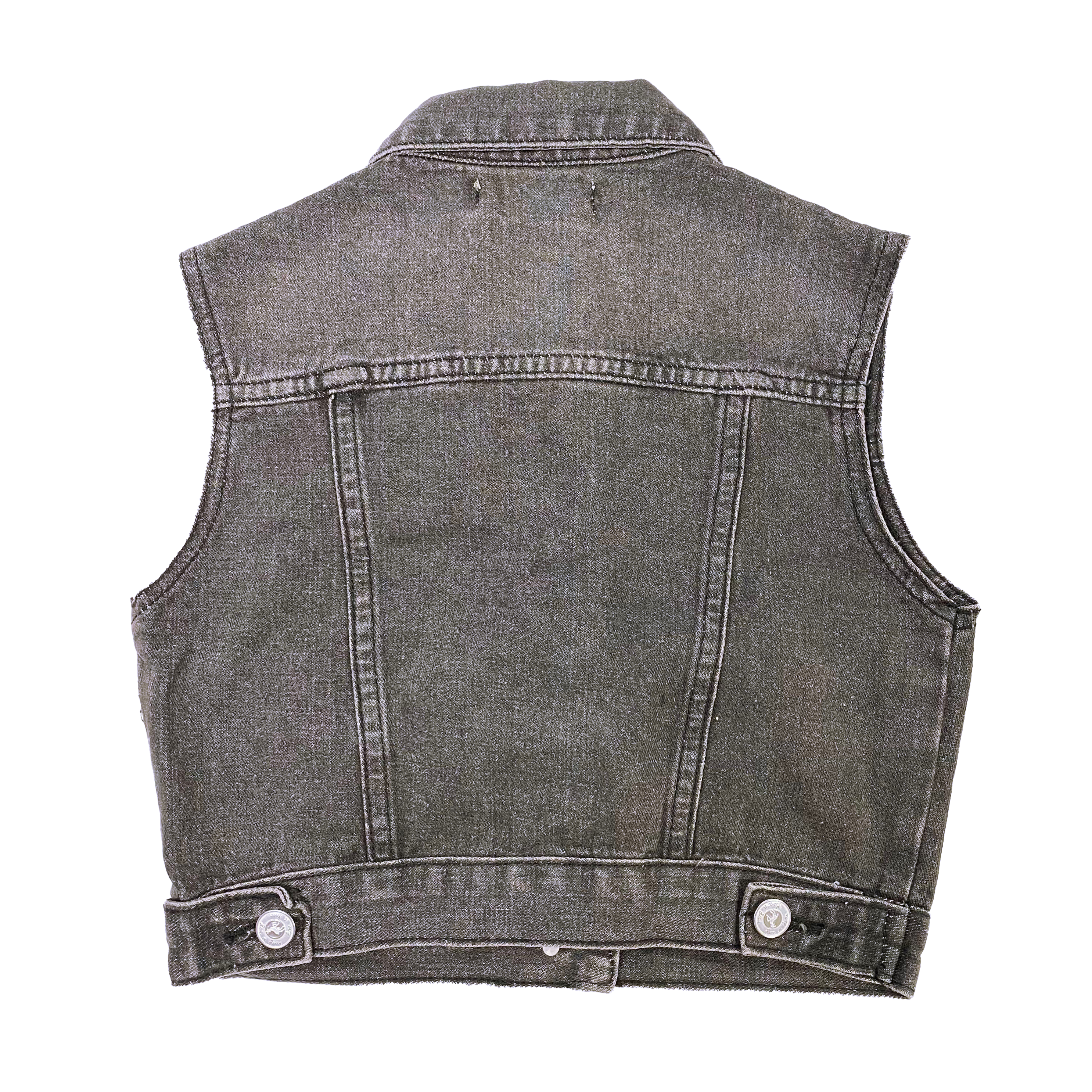 Rhinestone Stripe Denim Vest - Black - doe a dear