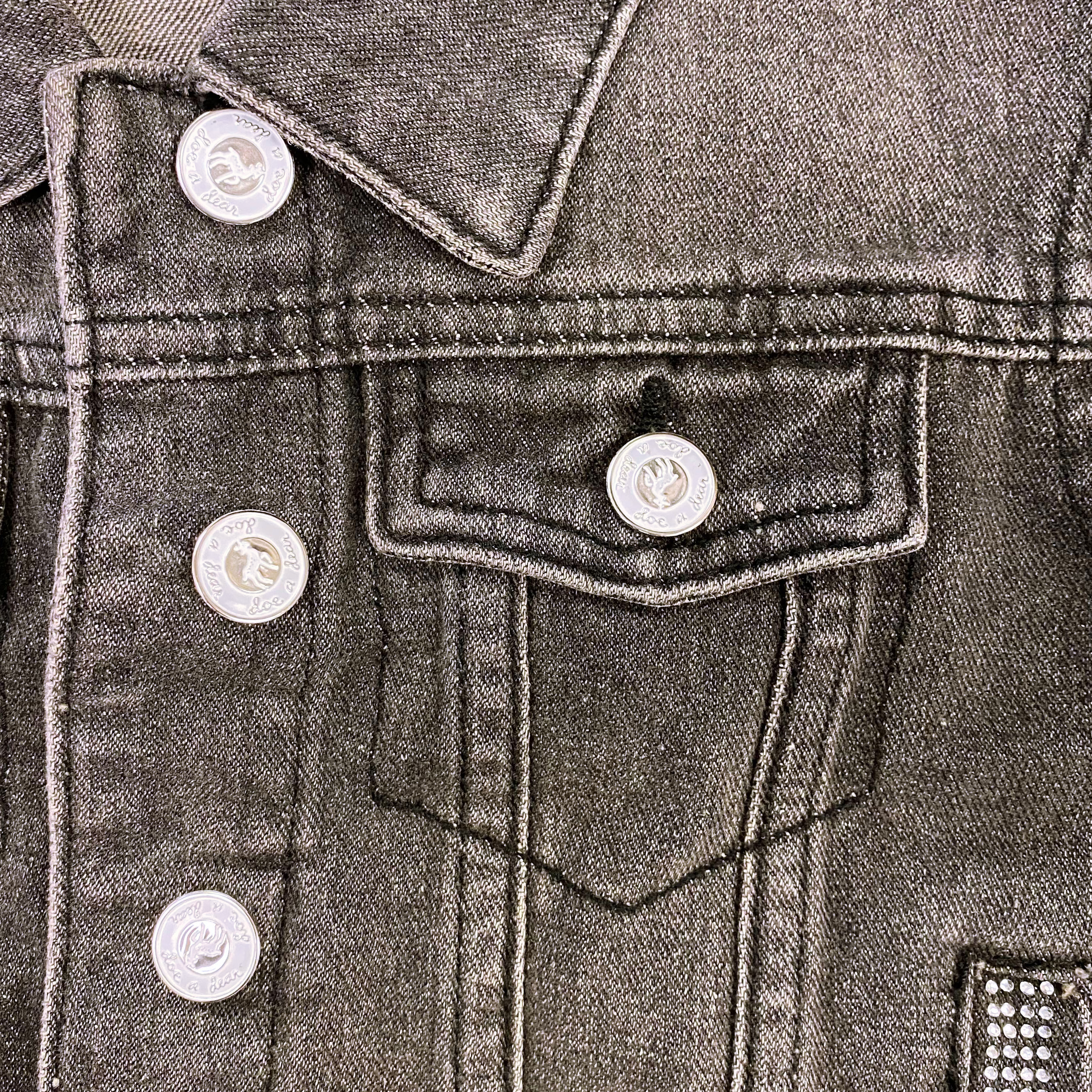 Rhinestone Stripe Denim Vest - Black - doe a dear