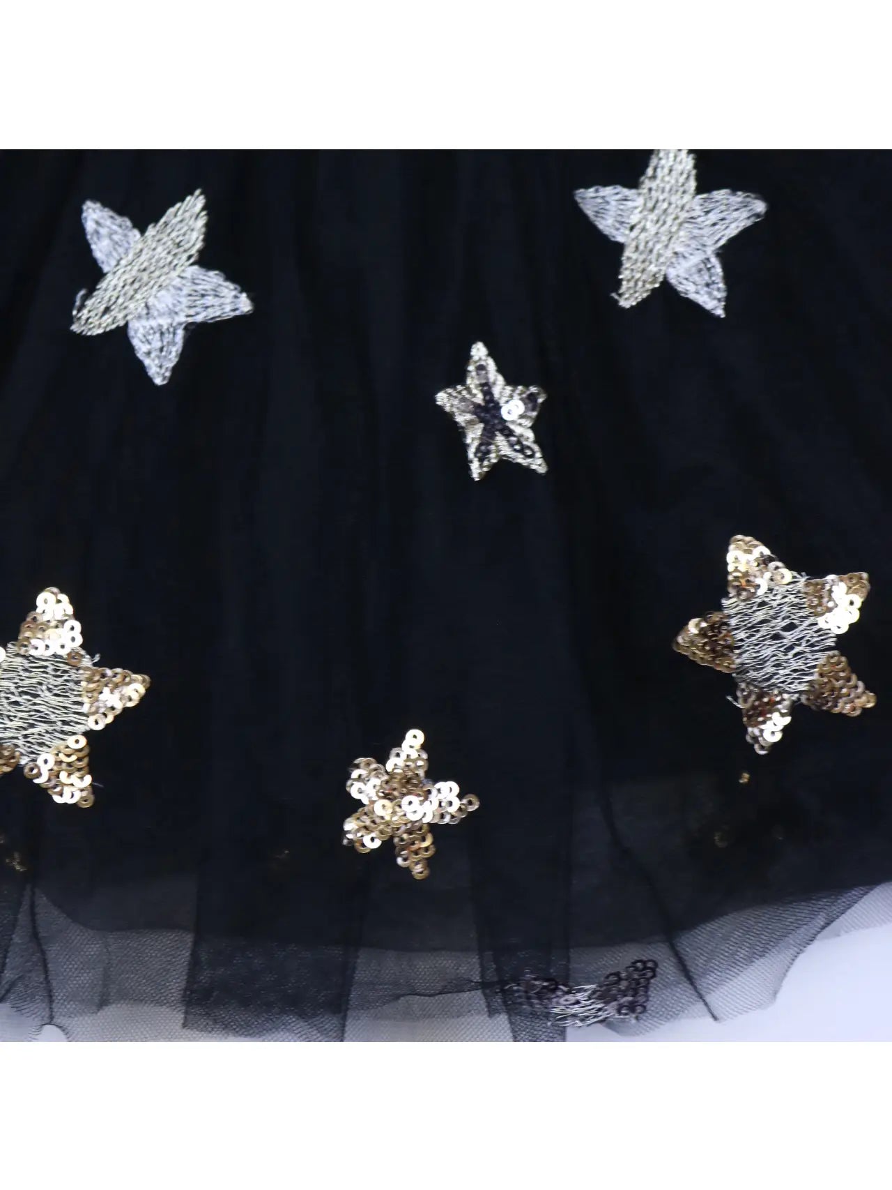 Star Embroidered & Sequined Skirt - Black - doe a dear