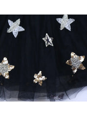 Star Embroidered & Sequined Skirt - Black - doe a dear