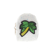 Sequin Palm Tree Coin Purse Key Chain - Doe a Dear