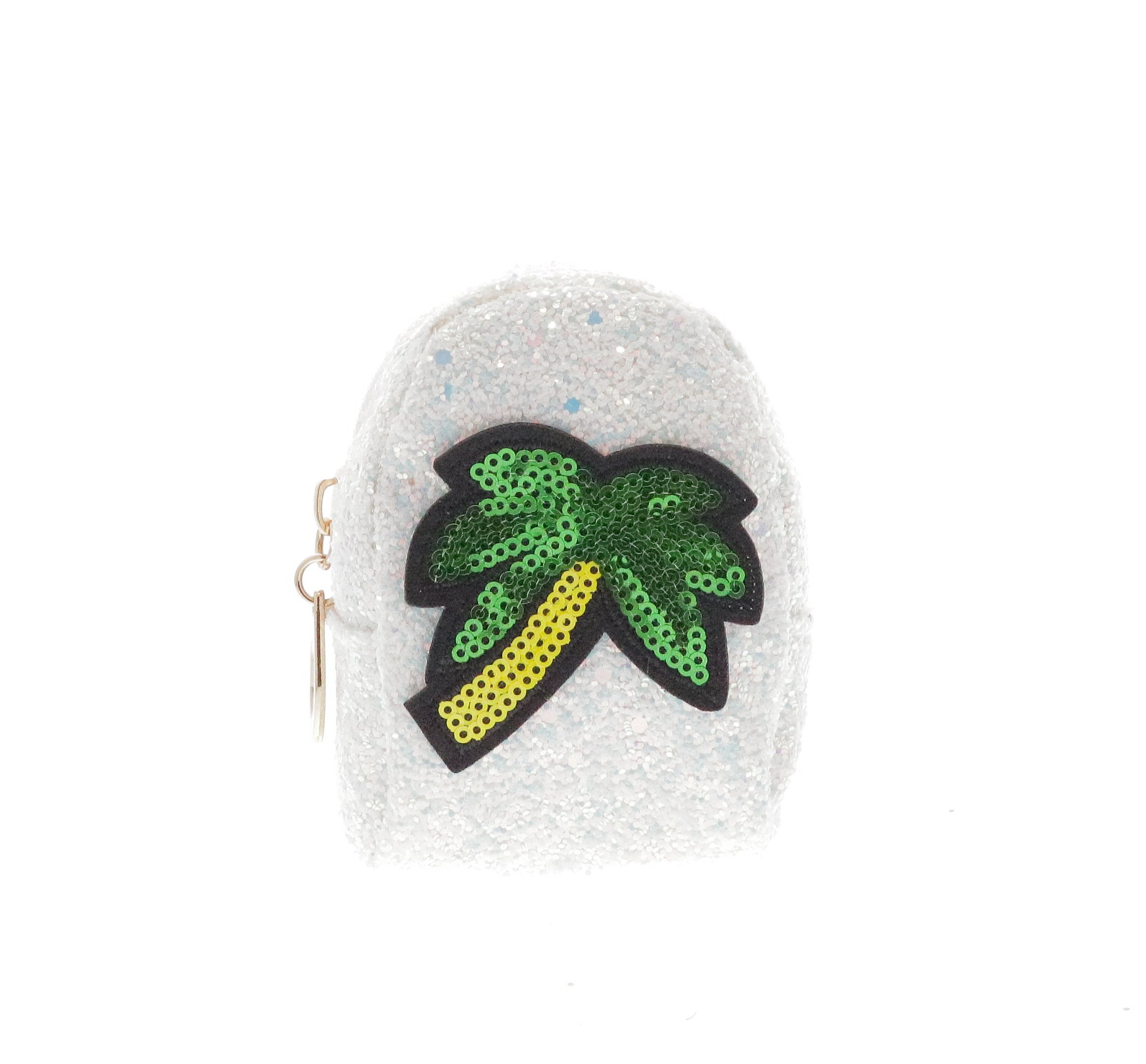 Sequin Palm Tree Coin Purse Key Chain - Doe a Dear