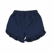 Navy Ruffle Hem Shorts