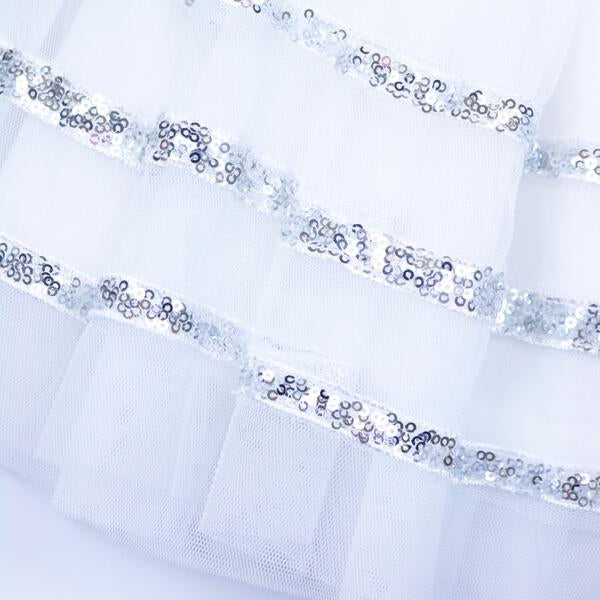 Silver Band Tulle Skirt W/ Sequin Trims - doe a dear