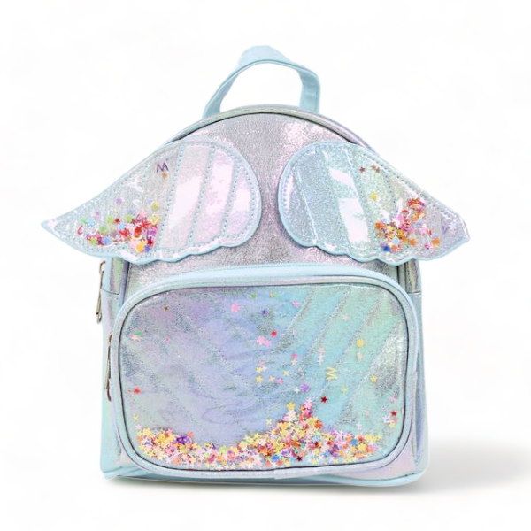 Angel Wings Iridescent Backpack - Blue - doe a dear