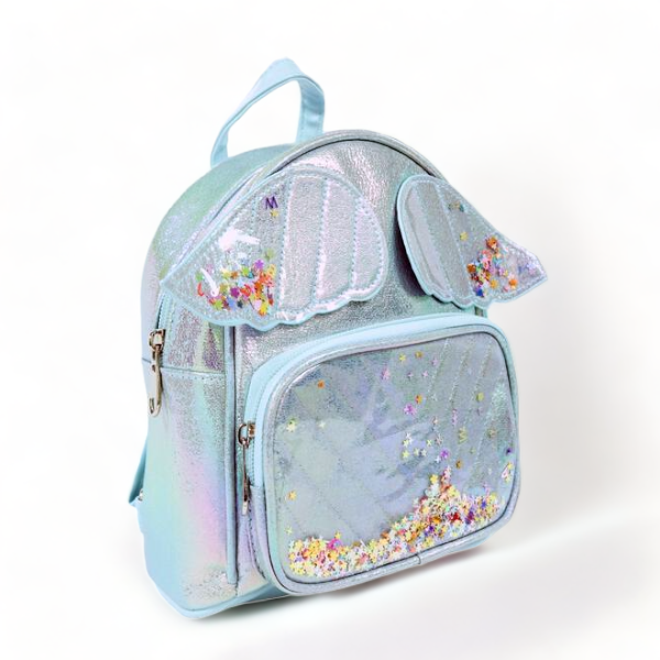 Angel Wings Iridescent Backpack - Blue - doe a dear