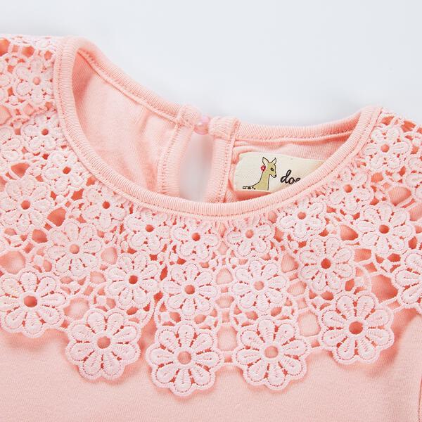 Pink Floral Lace Collar Top