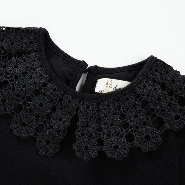 Black Floral Lace Collar Top - doe a dear