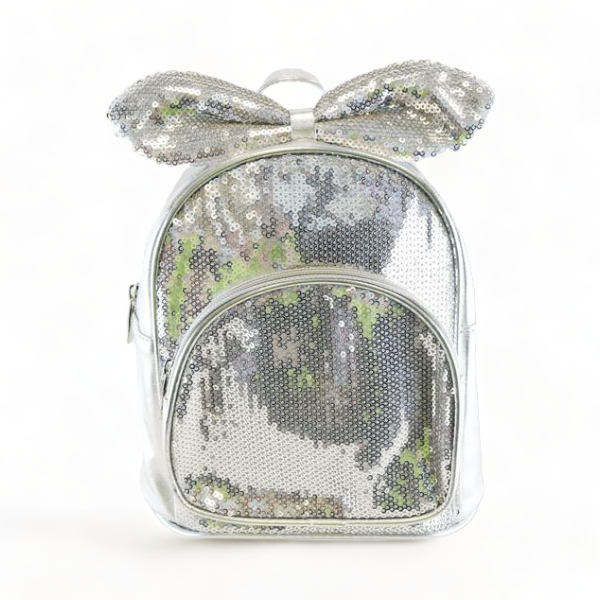 Bowtie Sequin Backpack - Silver - doe a dear