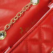 Pearl Handle Quilted Leather Purse w/ Charms - Red - doe a dear